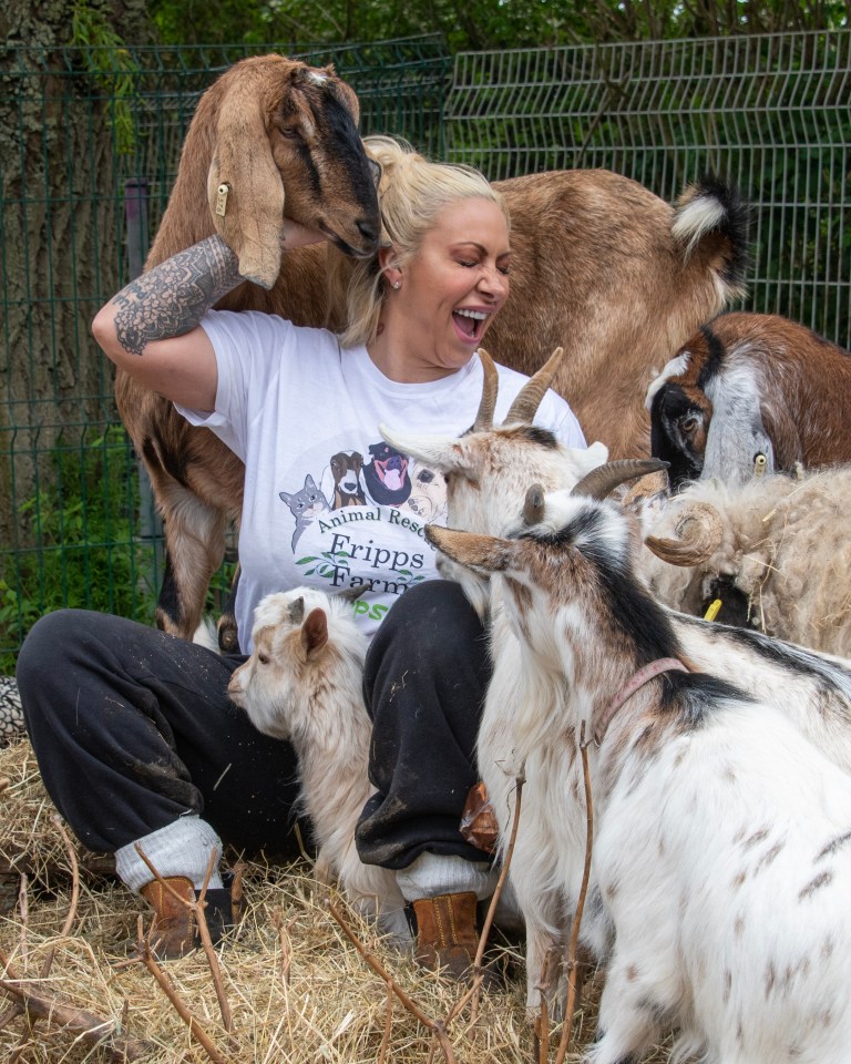 Jodie is in her element surrounded by her 350 animals