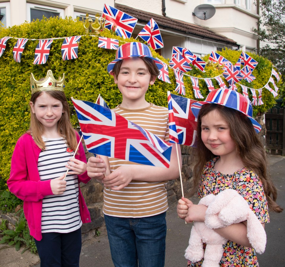 Young patriots Maria, 9, Thomas, 10 and Emily, 6