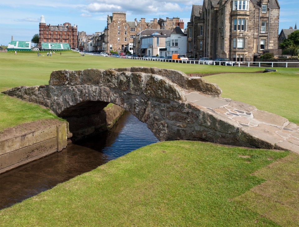 The Swilcan Bridge is a famous landmark of the Old course at St Andrews golf club