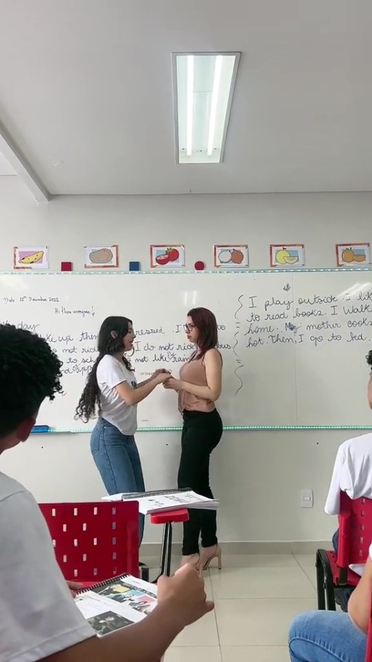 Sometimes she lets students join in on the dancing