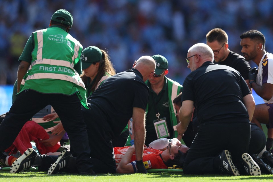 Tom Lockyer appeared to collapse during the play off final