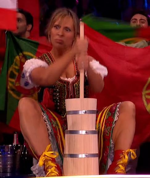 Mel Giedroyc, churning butter