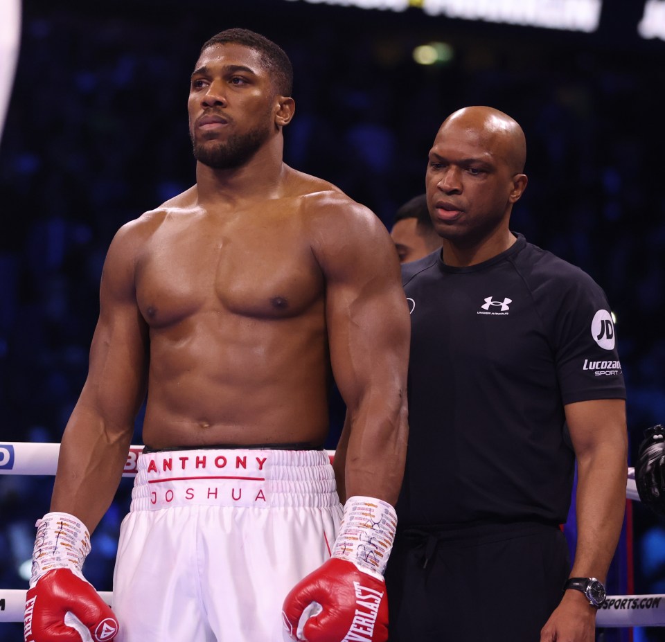 Anthony Joshua with trainer Derrick James