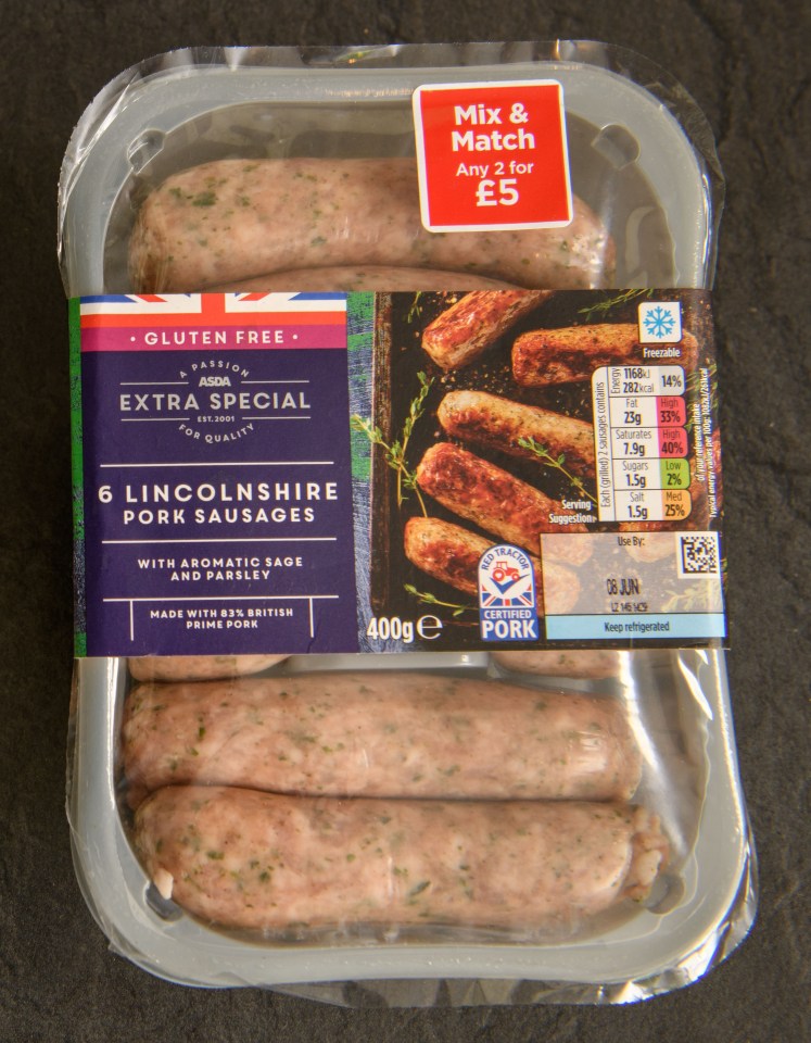 Asda's Extra Special Lincolnshire Pork Sausages scored three out of five