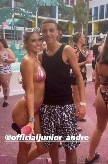 He was seen cosying up to bikini-clad girls after performing at Ibiza Rocks