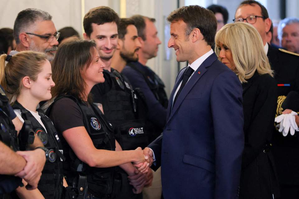 The French leader congratulated emergency workers on their 'remarkable' work yesterday