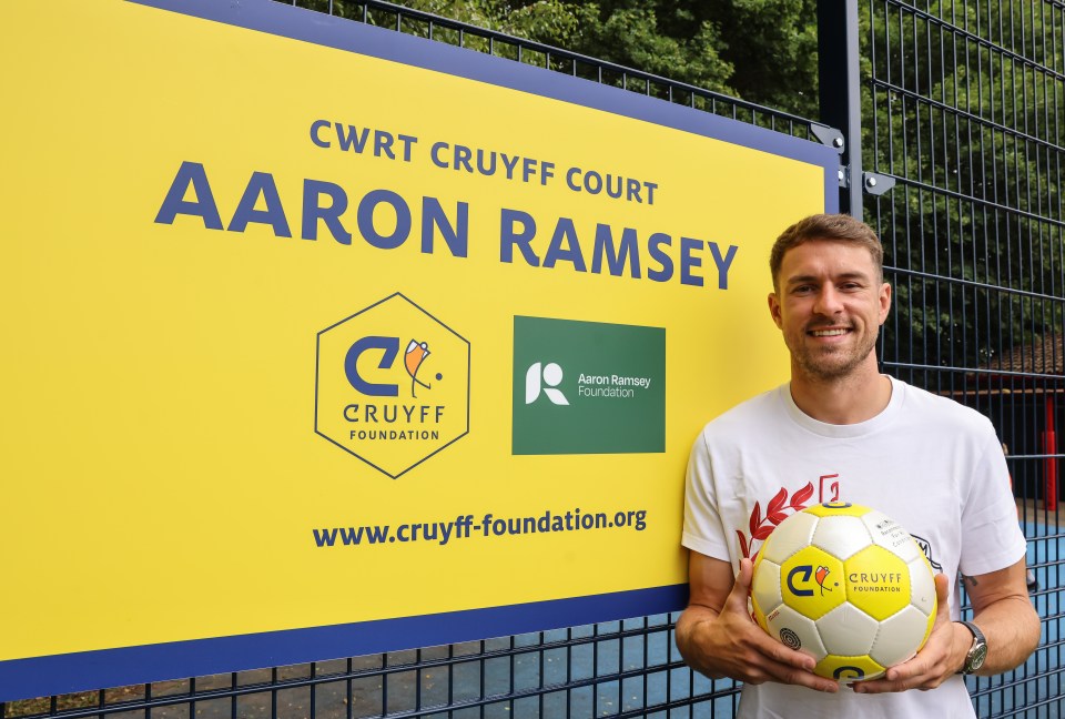 Aaron Ramsey opened the Cruyff Court Aaron Ramsey at the Trinity Fields School