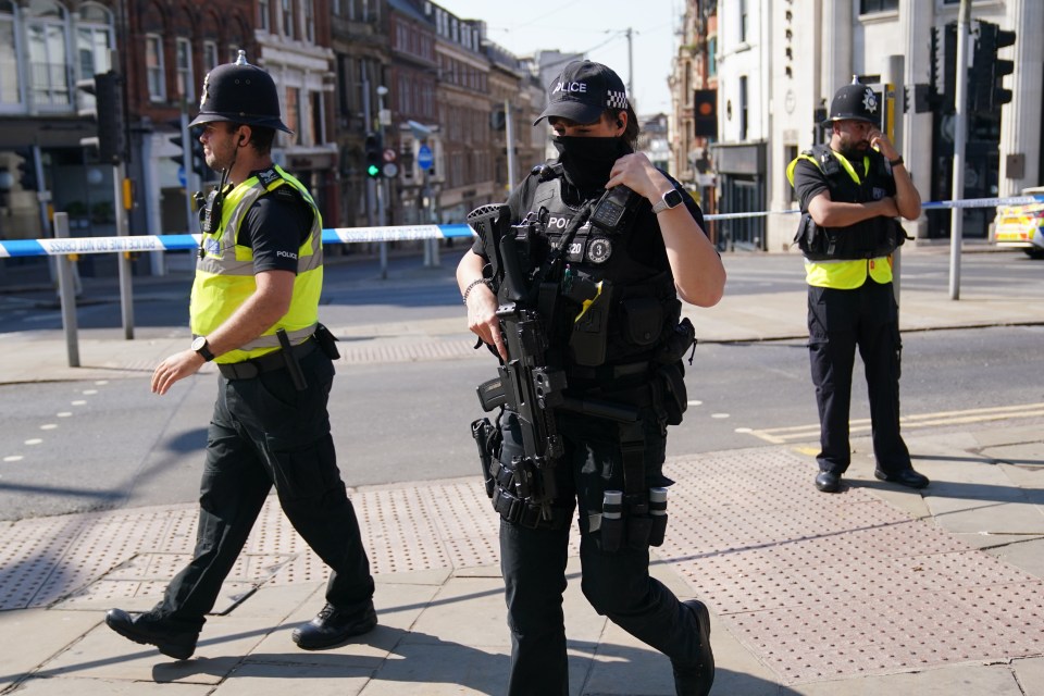 Armed police were spotted in the Nottingham city centre on Tuesday