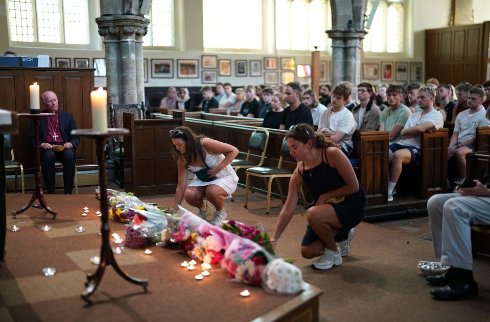 Flowers were laid at the church for the vigil