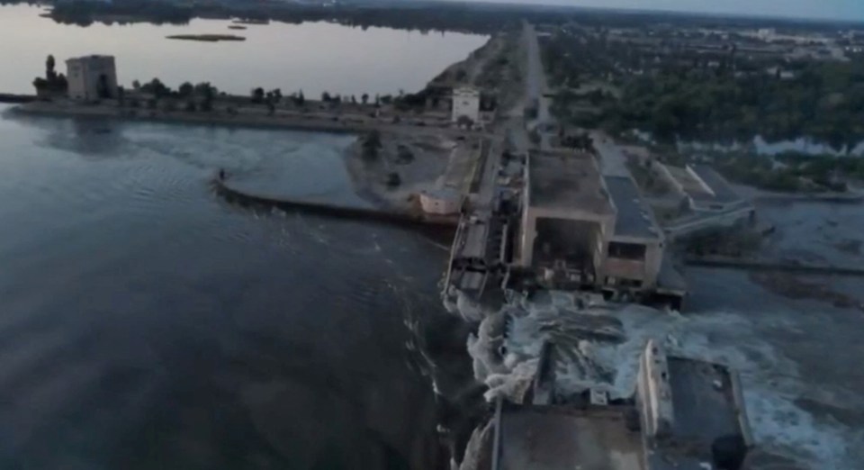 Footage shows the damage to the dam and the hydroelectric plant