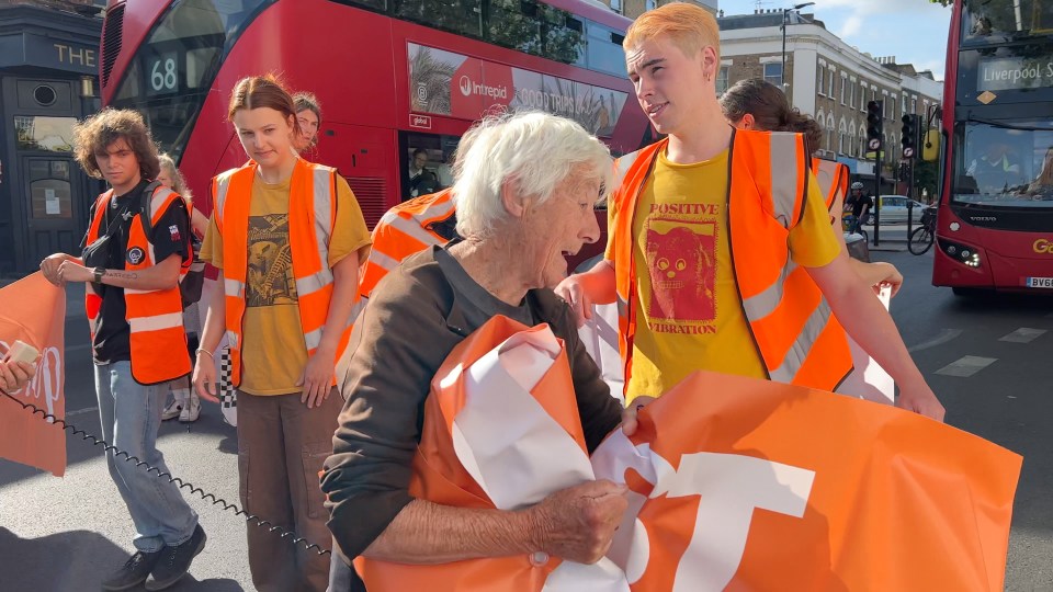 Eco-zealots held up buses and cyclists during another demonstration today