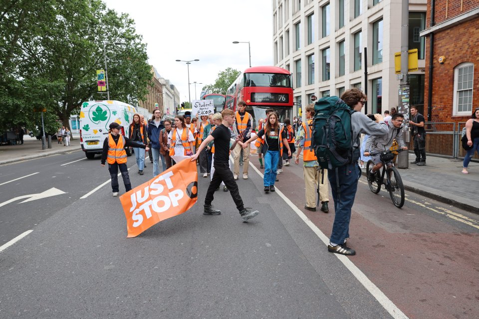 Police attended the slow walk protest earlier today