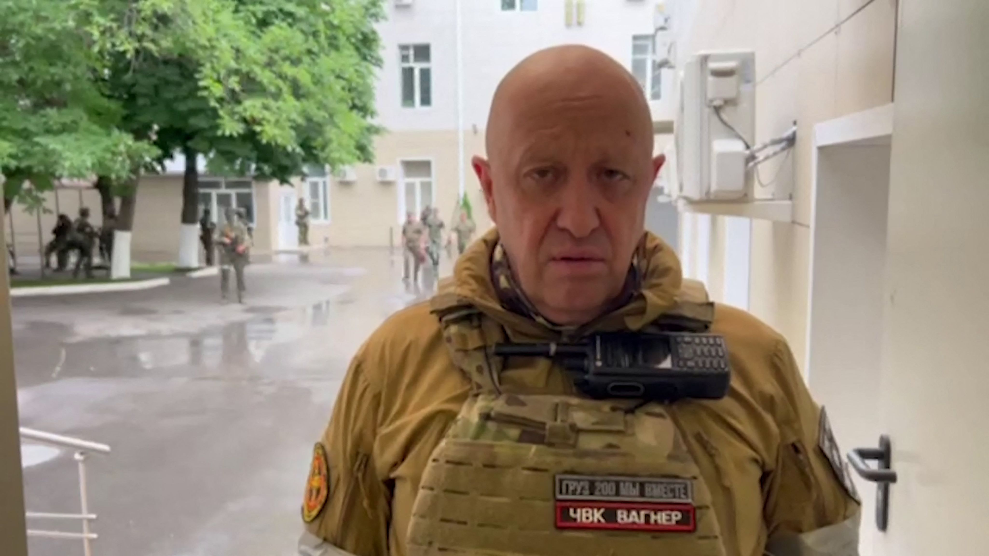 Yevgeny Prigozhin inside the Russian military HQ in Rostov