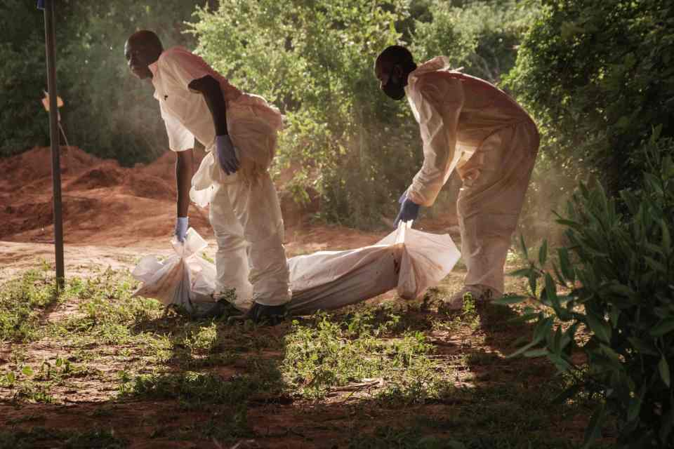 Hazmat-suited specialists continue to find and remove bodies from the forest as the death toll is expected to be far higher than 300