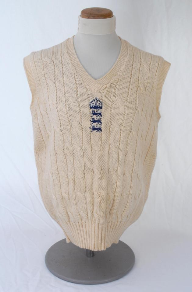 This classic sleeveless pullover worn by all-rounder Beefy in the 1980s is being sold for £500