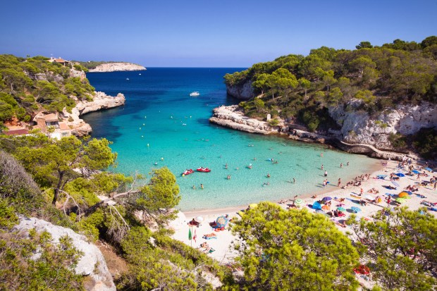 The small bay Cala Llombards on Mallorca, Spain. It has a nice beach and very clear water which makes it a very good location if you want to swim in the sea.