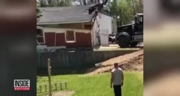 Gabriel Brawn goes to work with the giant machine saw