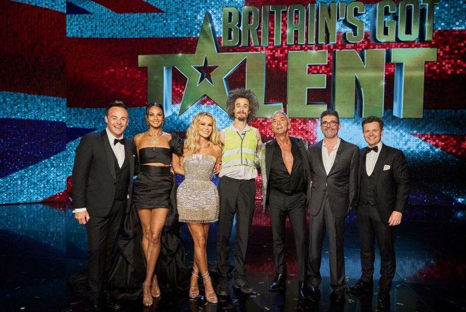 Editorial use only. No book publishing. Mandatory Credit: Photo by Dymond/Thames/Shutterstock (13940080hj) Ant, Alesha Dixon, Amanda Holden, Viggo Venn, Bruno Toniol, Simon Cowell and Dec 'Britain's Got Talent' TV Show, Series 16, The Final, Episode 14, London, UK - 04 Jun 2023