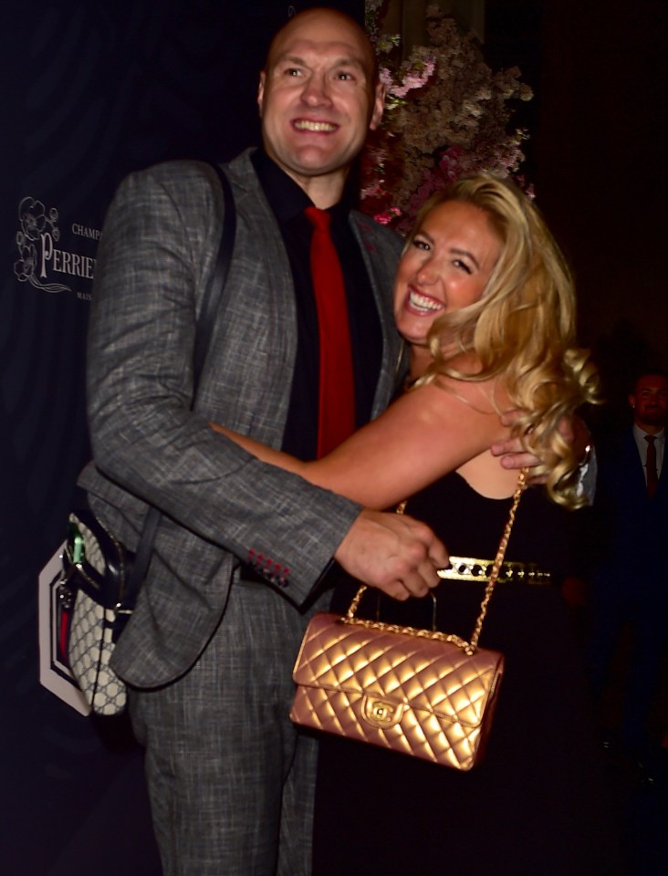 Tyson Fury and wife Paris outside Gordon Ramsay's "Lucky Cat" on Thursday