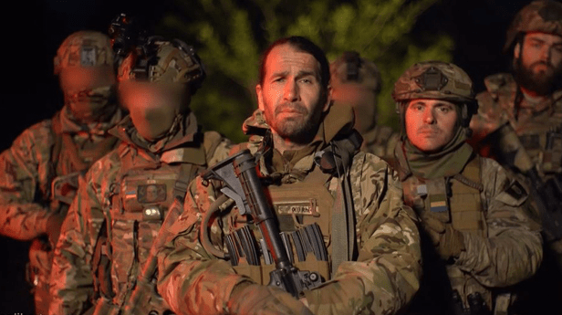 Caesar (centre) is the commander of the Free Russia Legion, who pushed themselves into the spotlight with an incursion into Russia last week