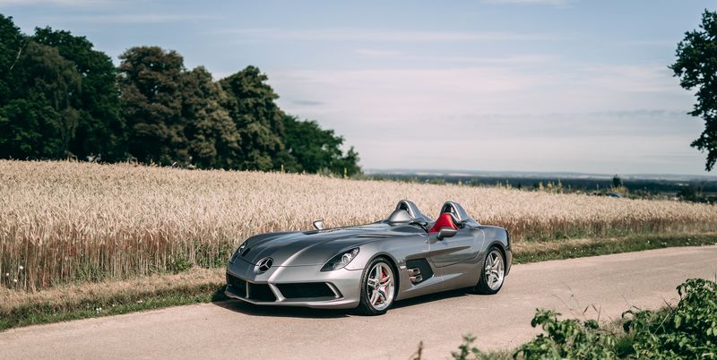 The Mercedes SLR Stirling Moss was designed as a tribute to the British Race Car Driver, Sir Stirling Moss.