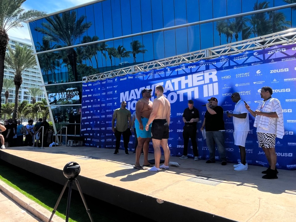 Jarrell Miller weighing in for his exhibition bout against Antonio Zepeda