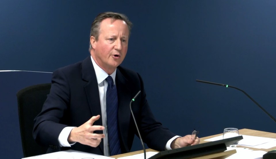 BEST QUALITY AVAILABLE Video grab of former prime minister David Cameron giving evidence to the UK Covid-19 Inquiry at Dorland House in London, during its first investigation (Module 1) examining if the pandemic was properly planned for and "whether the UK was adequately ready for that eventuality". Picture date: Monday June 19, 2023. PA Photo. See PA story INQUIRY Coronavirus. Photo credit should read: UK Covid-19 Inquiry/PA Wire NOTE TO EDITORS: This handout photo may only be used in for editorial reporting purposes for the contemporaneous illustration of events, things or the people in the image or facts mentioned in the caption. Reuse of the picture may require further permission from the copyright holder.