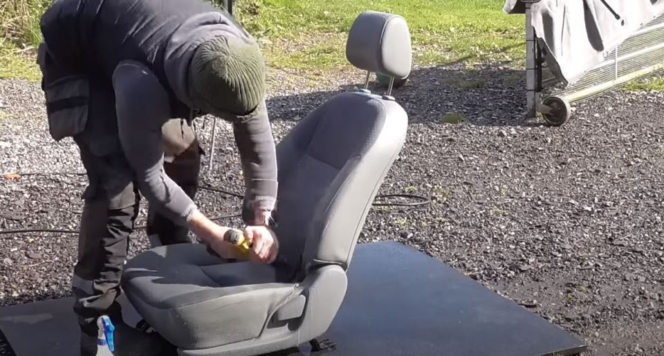 He stripped the seats so they could be cleaned properly