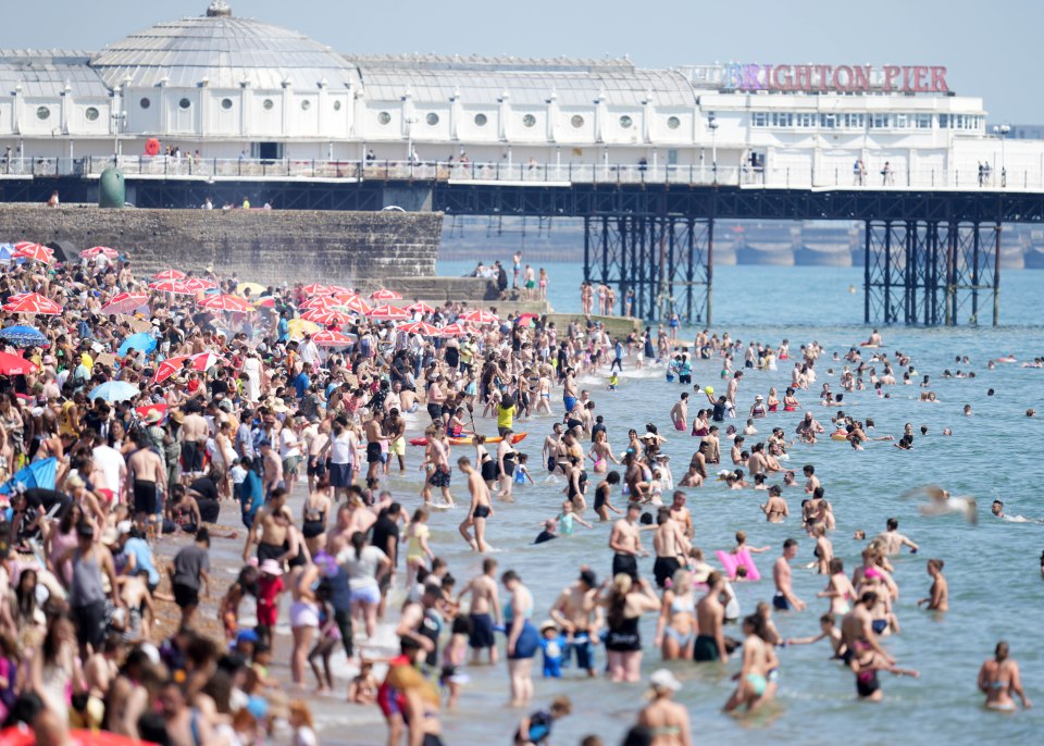 Brits descended on Brighton beach to enjoy the sun