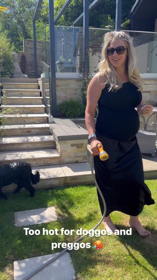 Pregnant Gemma Atkinson showed off her huge garden in the sunshine