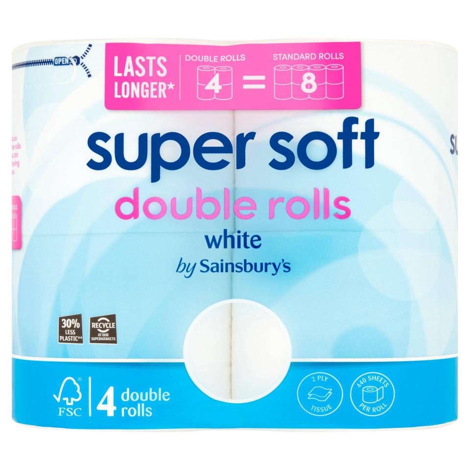 Save 33p on the Super Soft White Toilet Tissue Double Rolls 4-pack at Sainsbury's