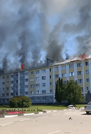 Footage showed a five-storey building in Shebekino on fire after shelling