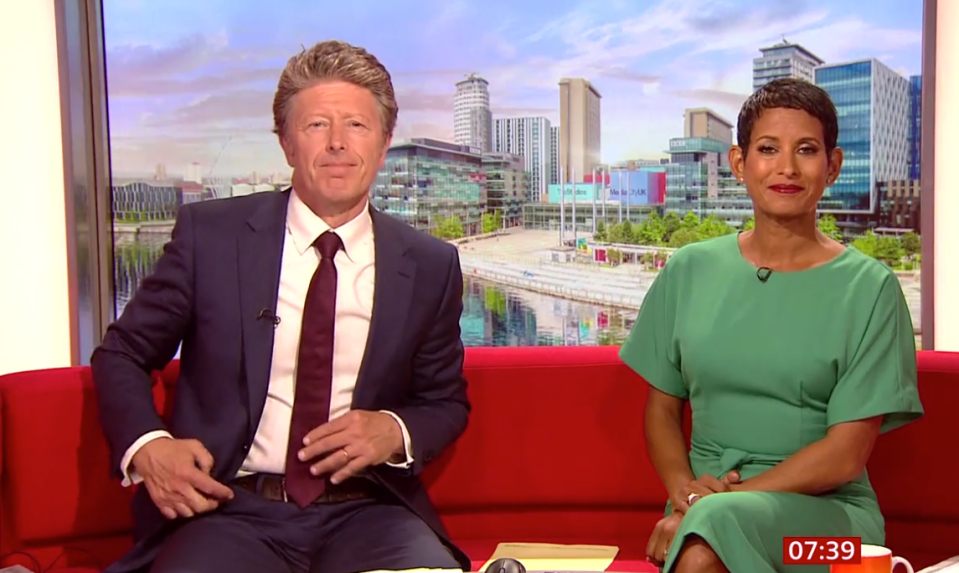 Charlie Stayt and Naga Munchetty were distracted by the little bird