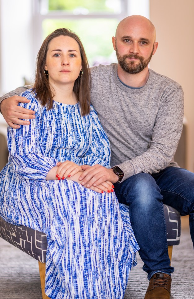 Theo, 36, with her partner Alex Leaver