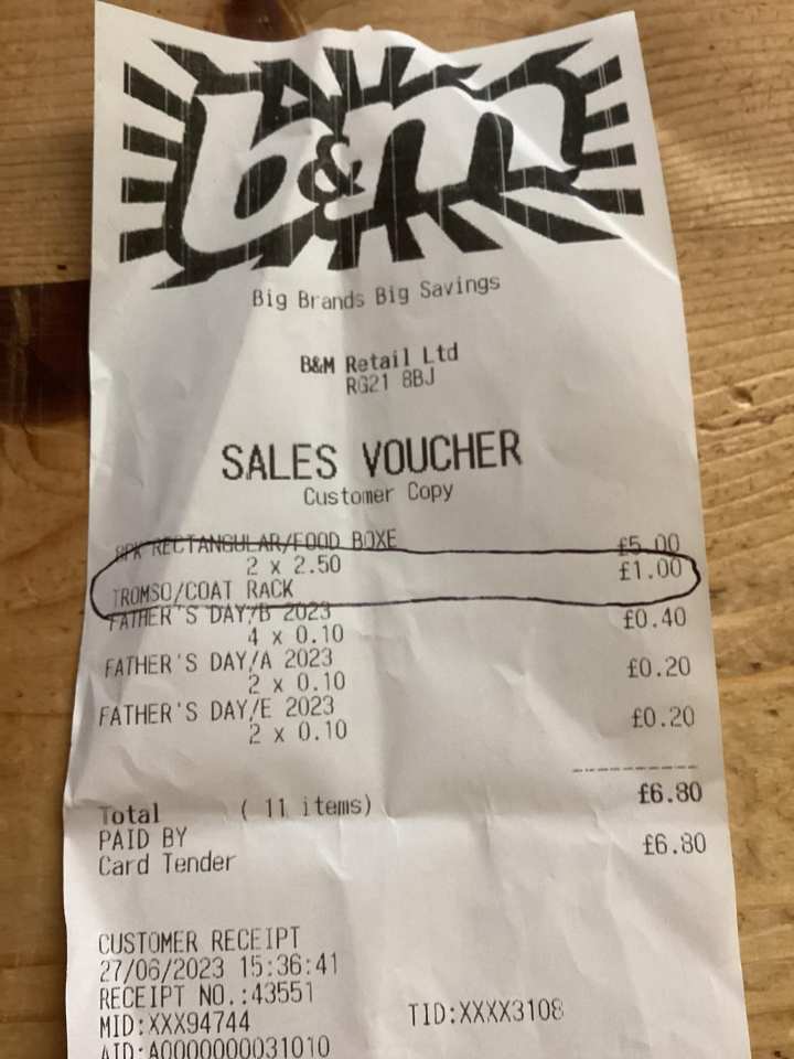 She even attached a receipt to prove that she paid just £1