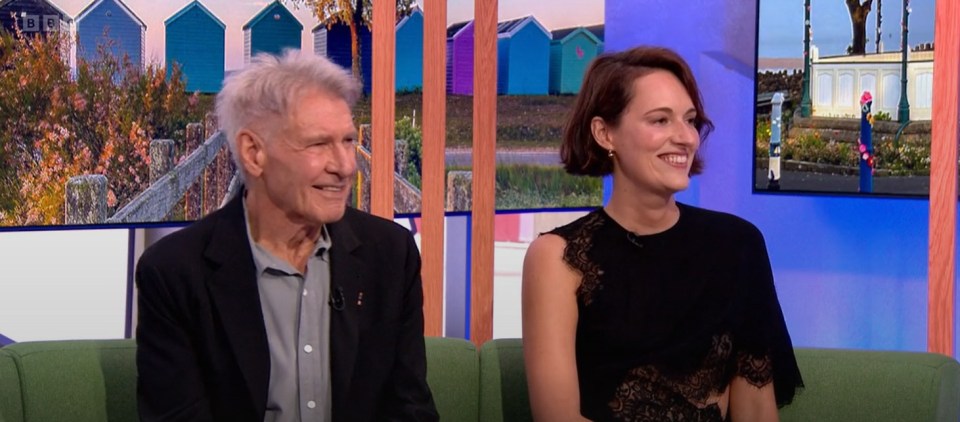 Harrison joined Phoebe Waller-Bridge on the green sofa to discuss the latest Indiana Jones movie, The Dial of Destiny