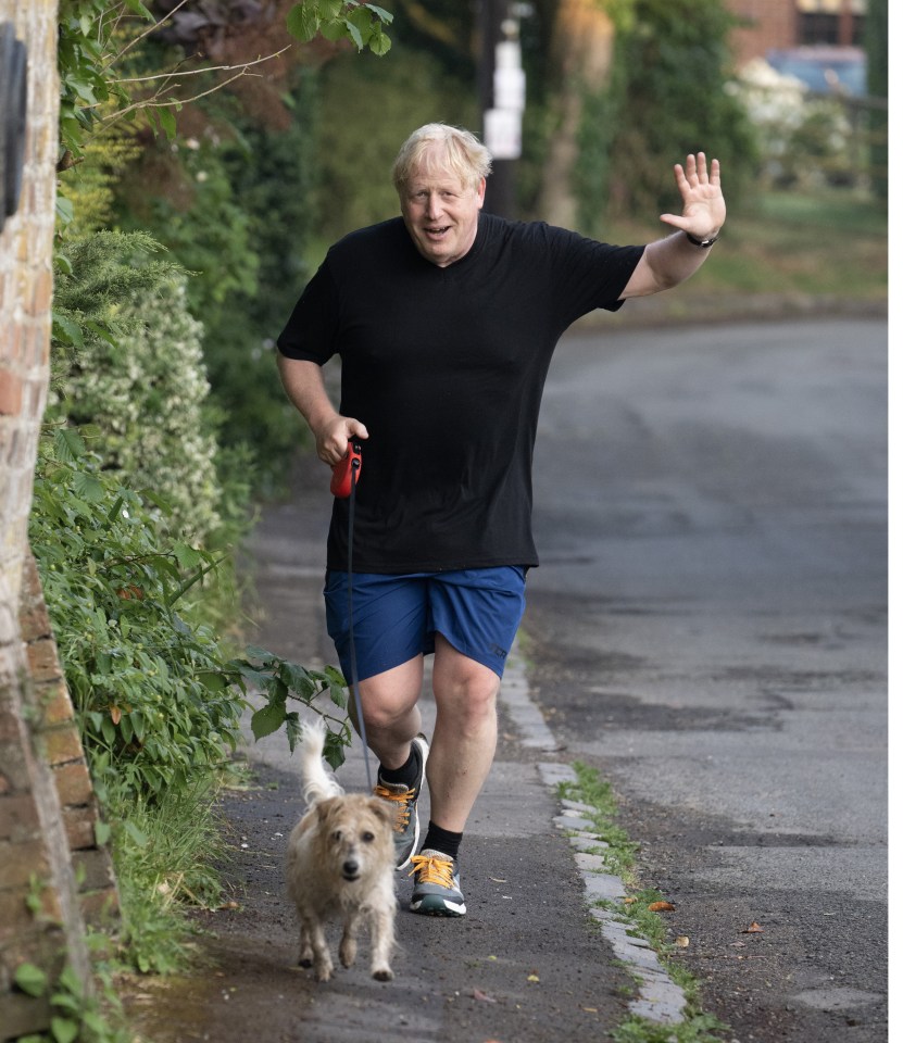 Boris Johnson was spotted on an early morning run near his Oxfordshire home following his resignation as MP