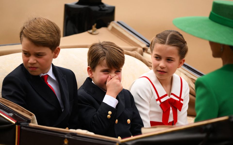 Prince George, Prince Louis and Princess Charlotte are dressed smartly for Trooping the Colour