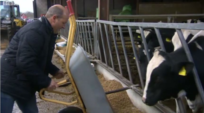 Hollinshead is seen here working at his farm in Arclid, near Sandbach, where he clashed with victim Dr Paul Uglow last June