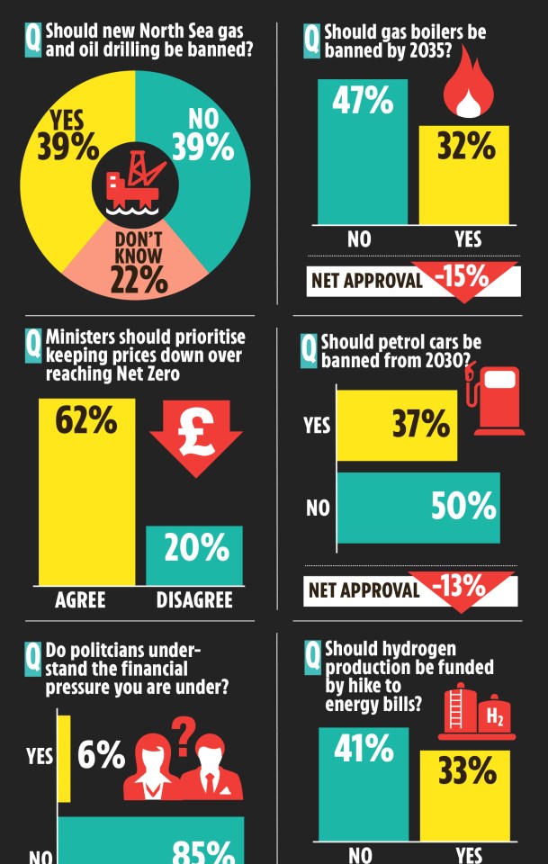 Almost two thirds of those surveyed said ministers should prioritise keeping prices down over reaching Net Zero