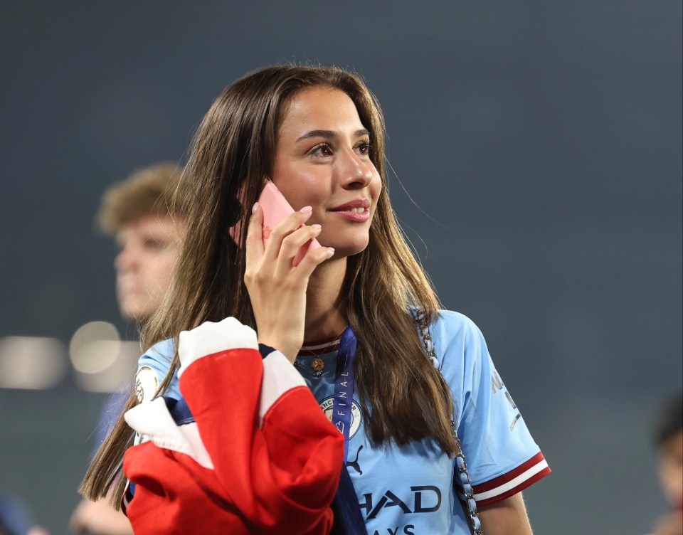 She watched on from the stands as her boyfriend secured the Treble