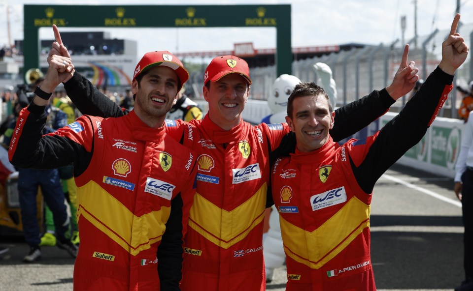 Antonio Giovinazzi, left, helped Ferrari to Le Mans glory