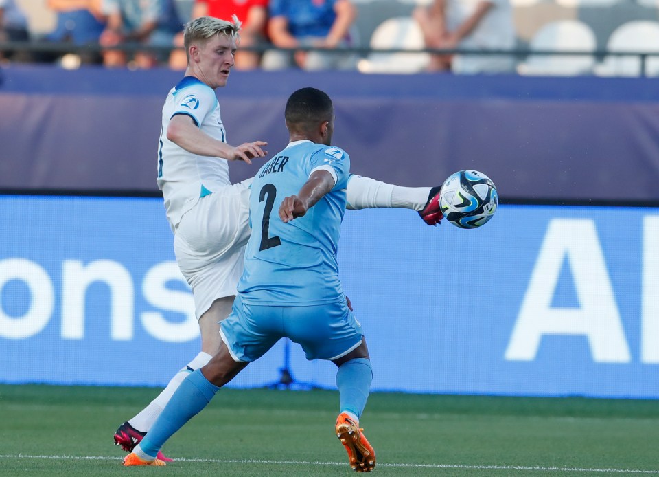 Anthony Gordon has been playing as a makeshift centre-forward for England