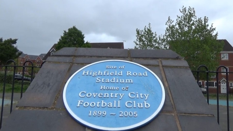 Only a plaque remains commemorating the 106 years Coventry spent at Highfield Road