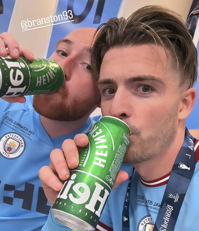 Grealish has a lager in the dressing room