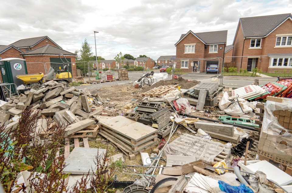 A green space on the Teesside newbuild estate has become an eyesore scrapheap