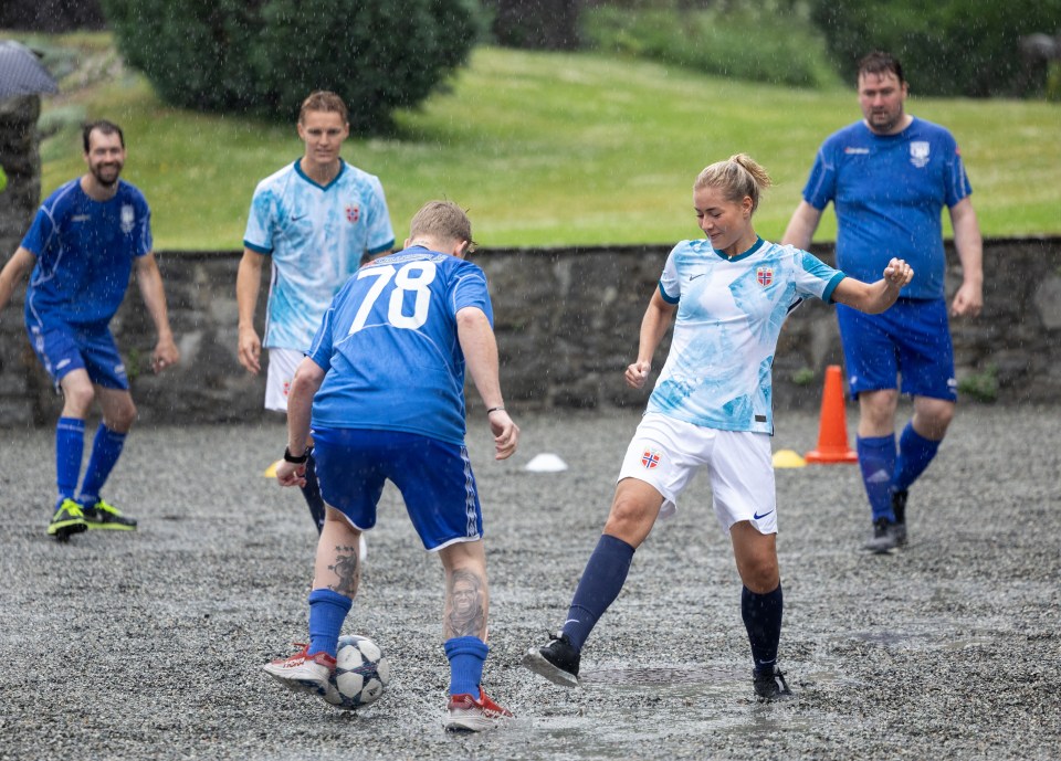 Martin Odegaard looked smitten as he watched Helene Spilling in action