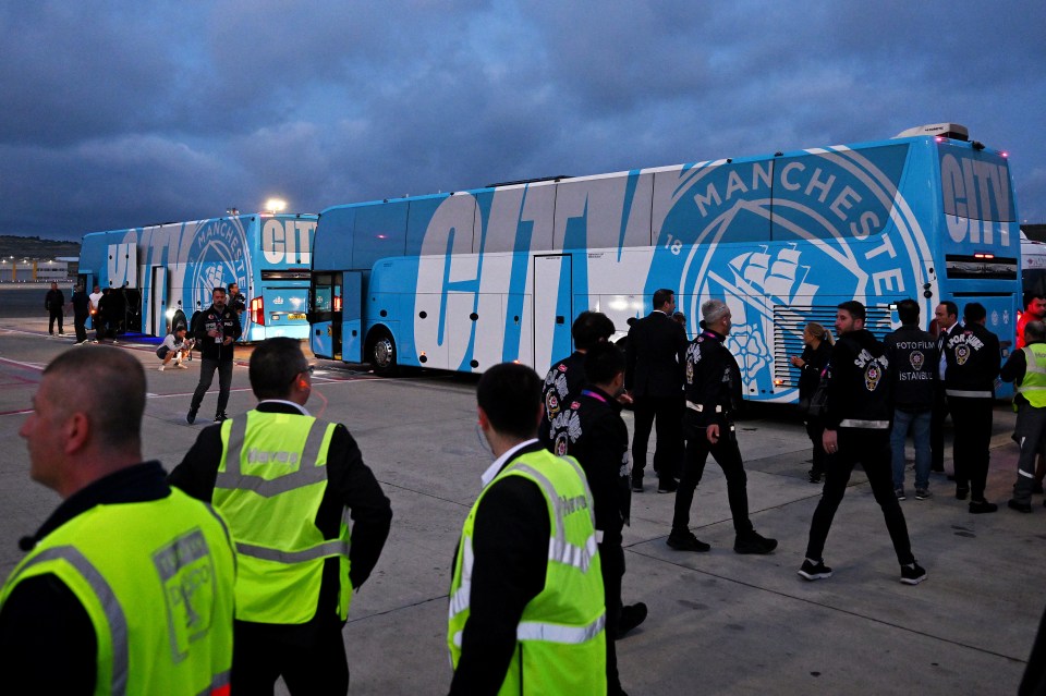 Before they were whisked off by Man City-branded coaches