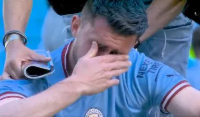 Laporte was spotted in floods of tears during City's title celebrations