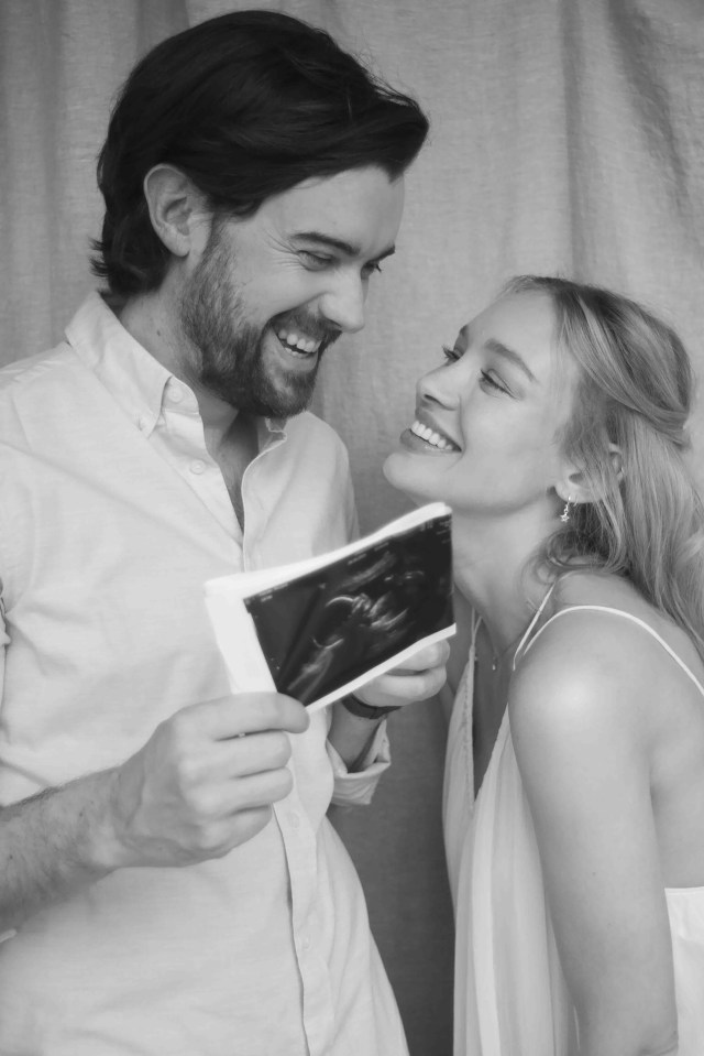 Roxy and Jack shared their happy news on Instagram last month with a black and white snap of them holding up their scan picture